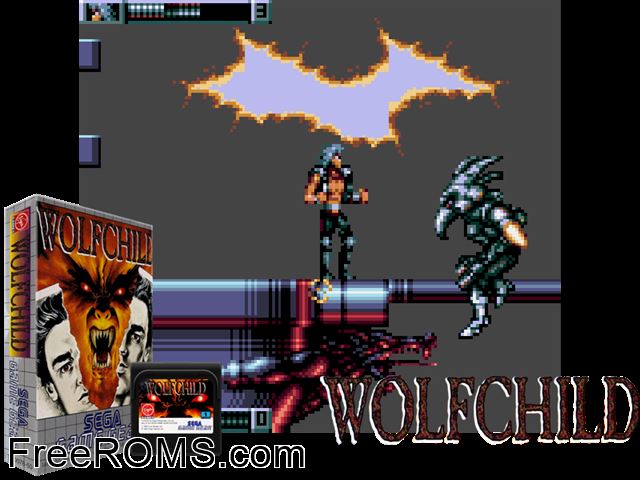 Wolfchild Game Gear game showing 3D box cover and gameplay screenshot